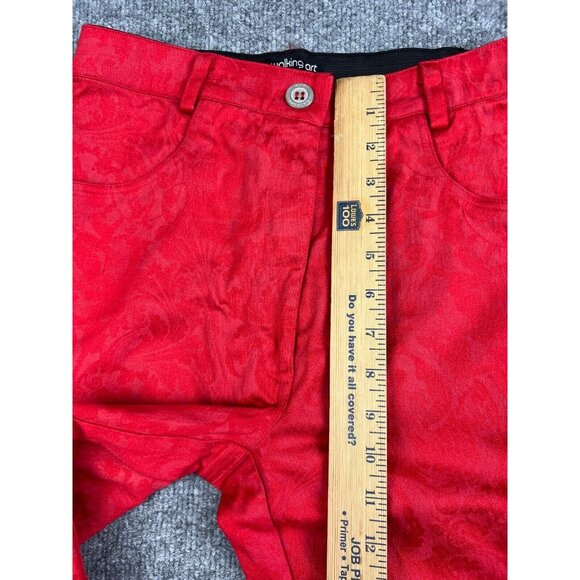 Walking Art Australia Women's 4 Red Floral Slim Leg Pull On Pants High Rise - Picture 4 of 8